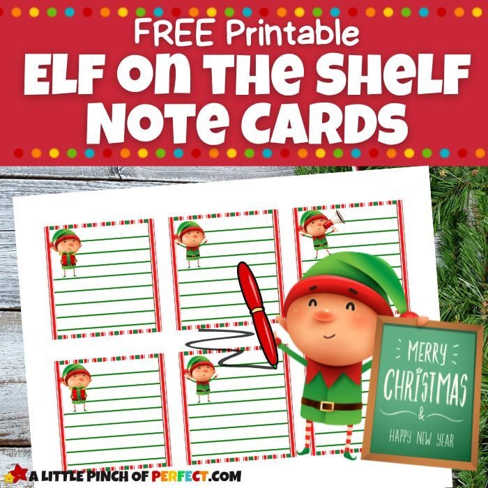 Elf on the Shelf NOTE CARDS Free Printable for Christmas