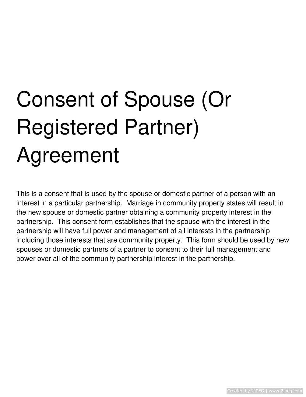 Consent Of Spouse Or Registered Partner Agreement 2487