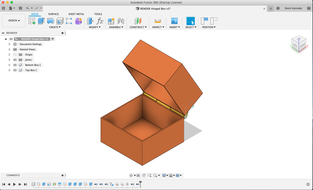 Parametric Hinged Box (.stl file and Fusion 360 file download)