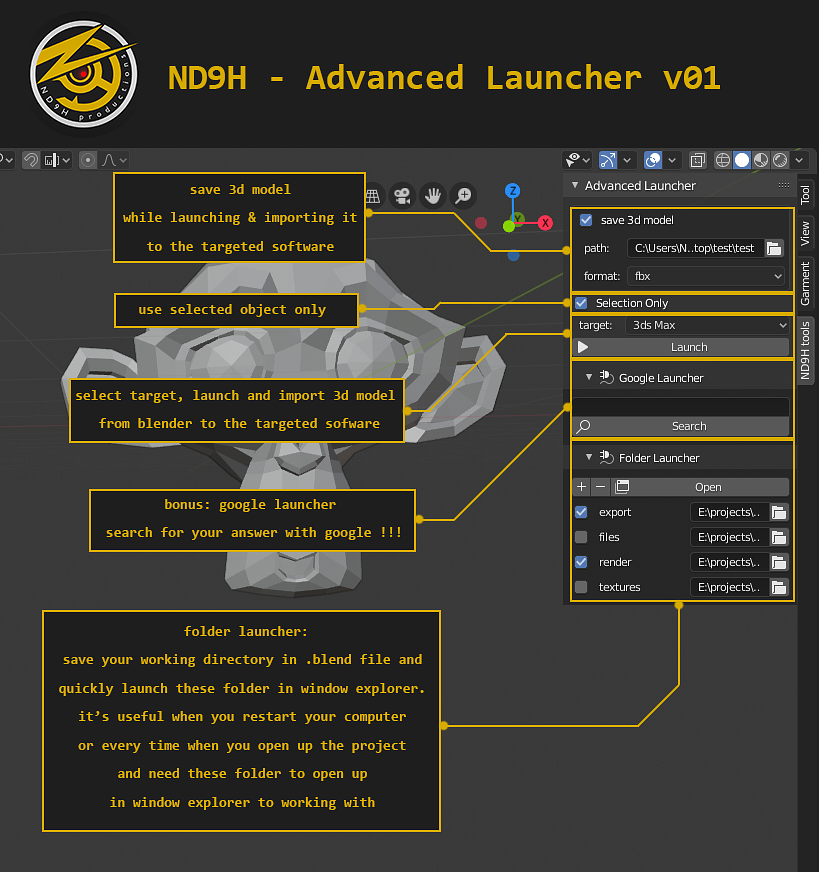 Advanced Launcher v01 [ blender 2.8 addon ]