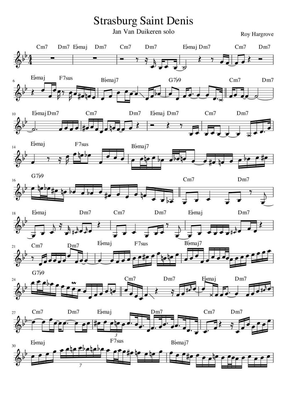 Strasbourg St. Denis Roy Hargrove, Jan Van Duikeren solo (in Bb)