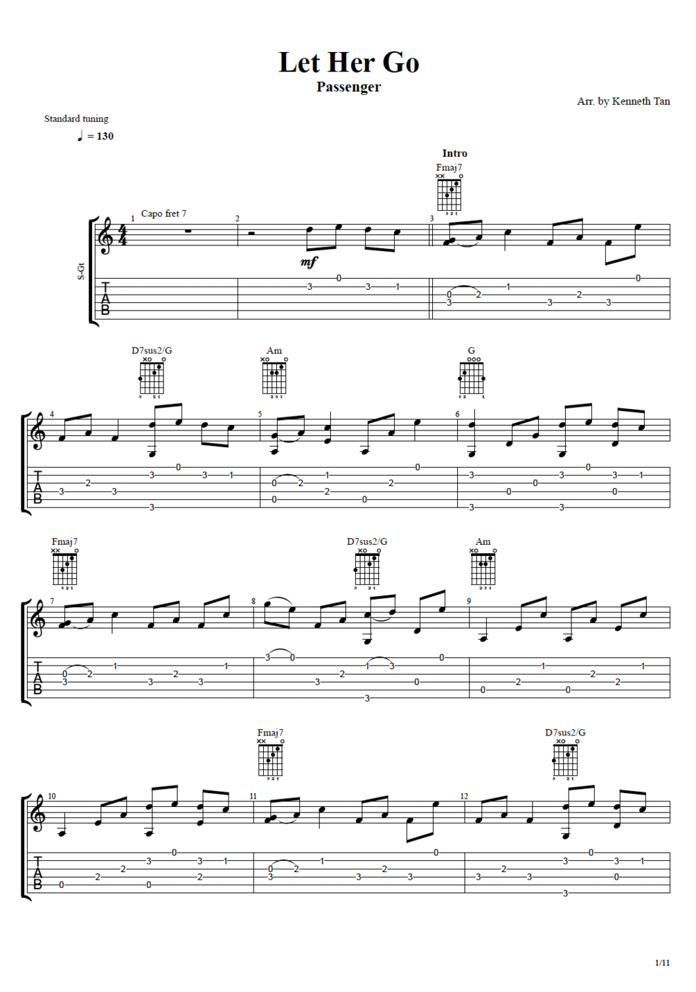 Let Her Go Fingerstyle Guitar