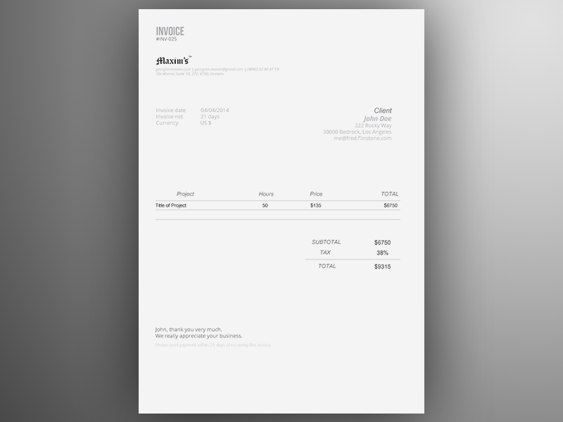 Invoice Template AI Design (Adobe Illustrator)