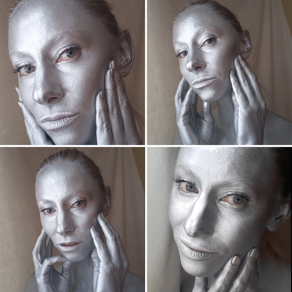 Silver Face Paint Art Reference Portraits