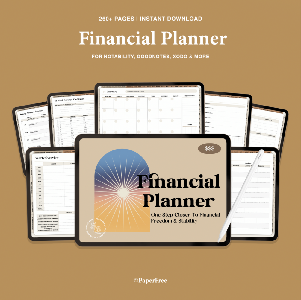 Digital financial planner for goodnotes notability printables pdf