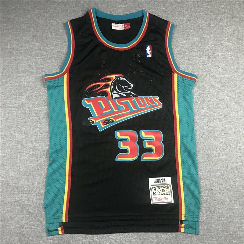 Grant Hill Detroit Pistons Black/Teal Throwback Jersey