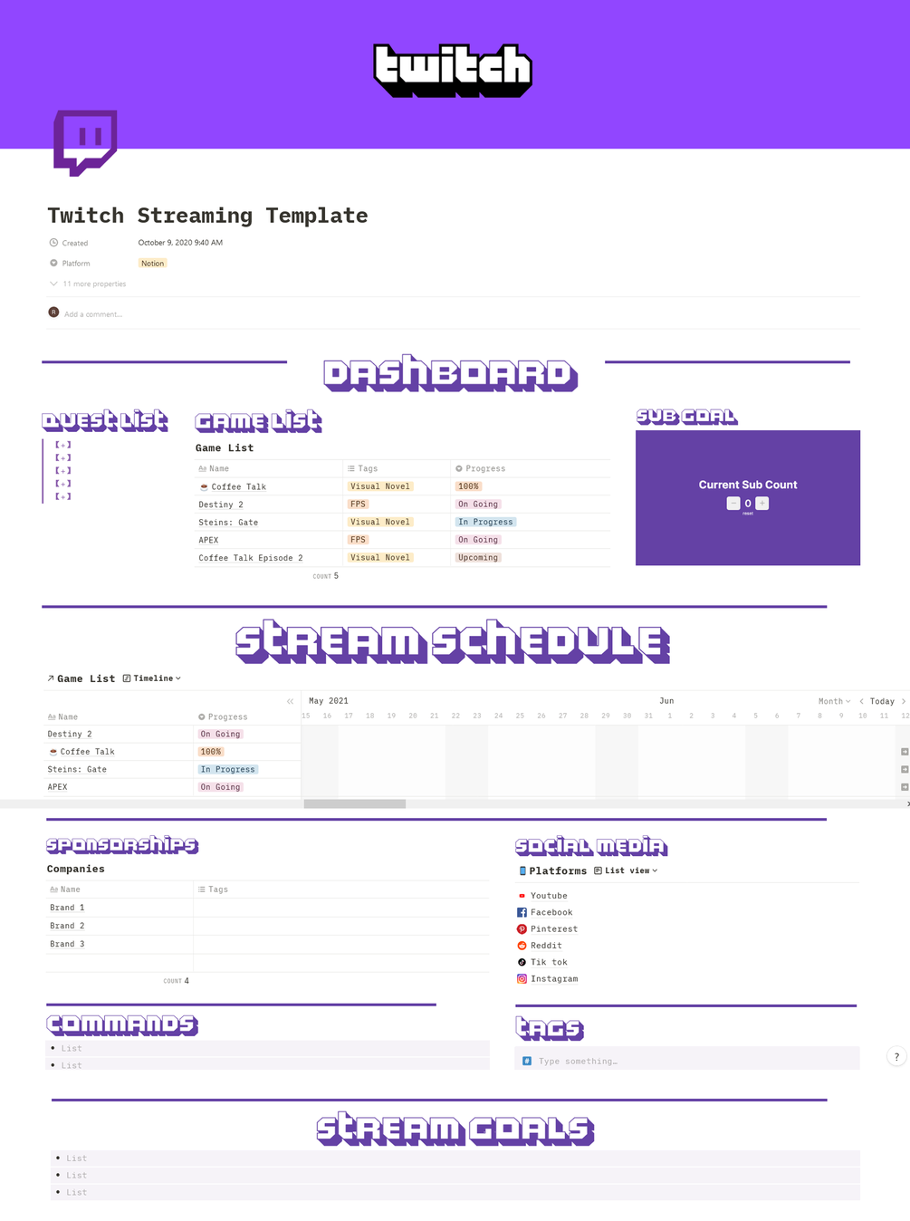 Twitch Streaming Template