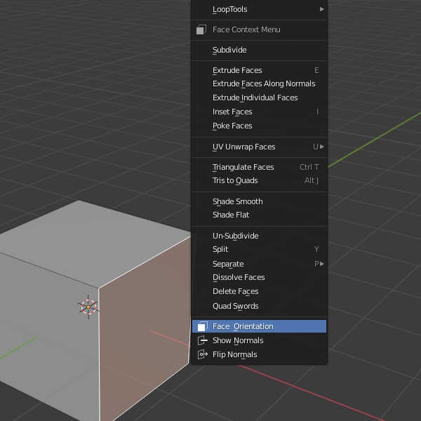Blender face context menu extended flip normals 