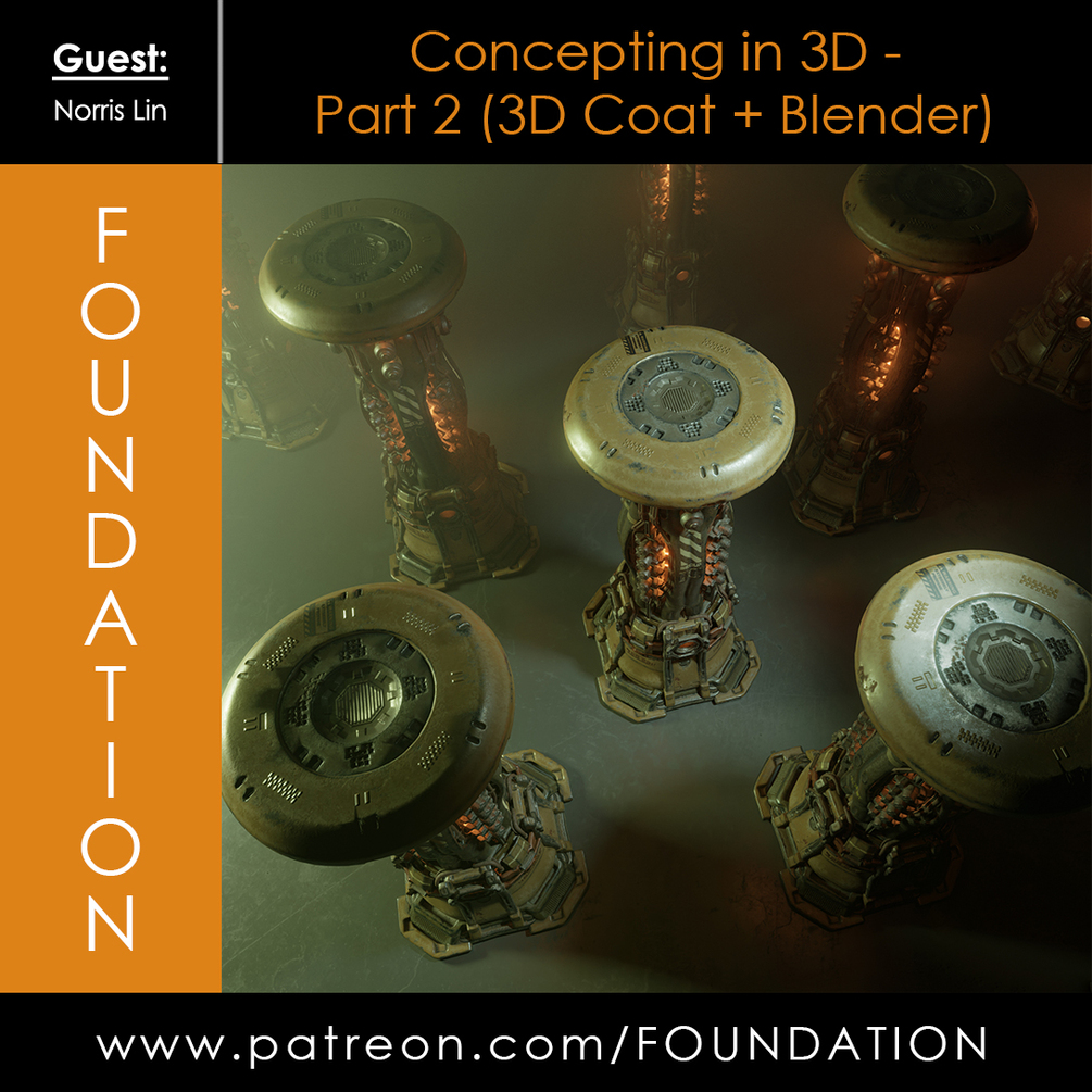 Foundation Patreon Concepting in 3D Part 2 (3DCoat + Blender) with