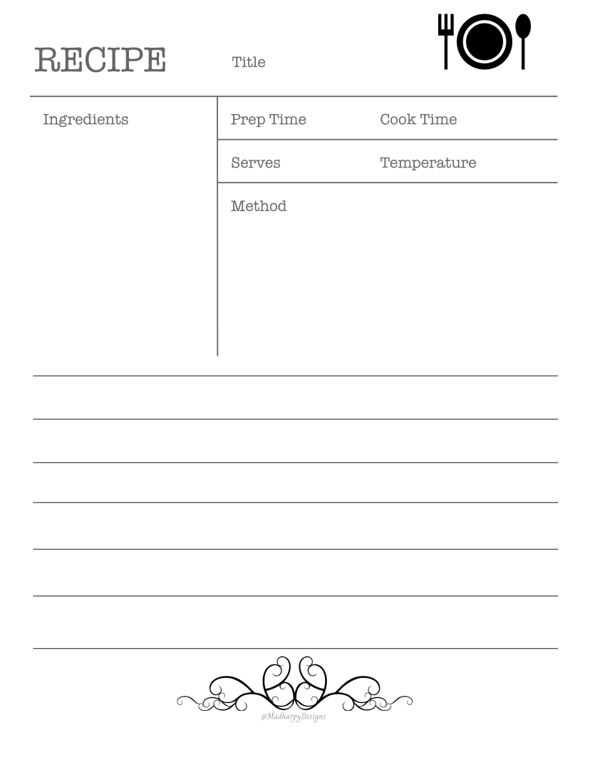 Printable recipe page