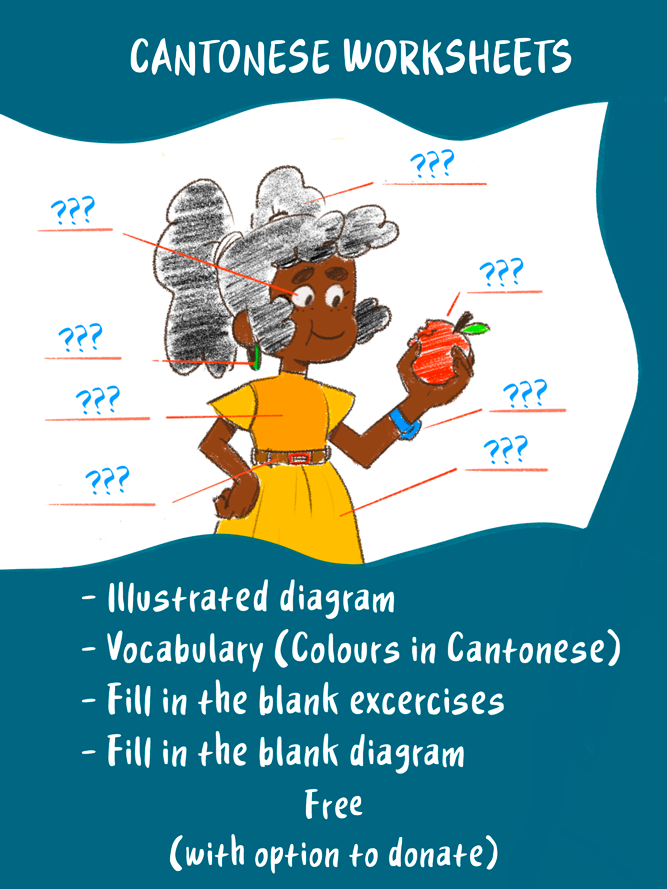 Ngaan4 Sik1 (Colours) Cantonese Worksheet: Beginner Level