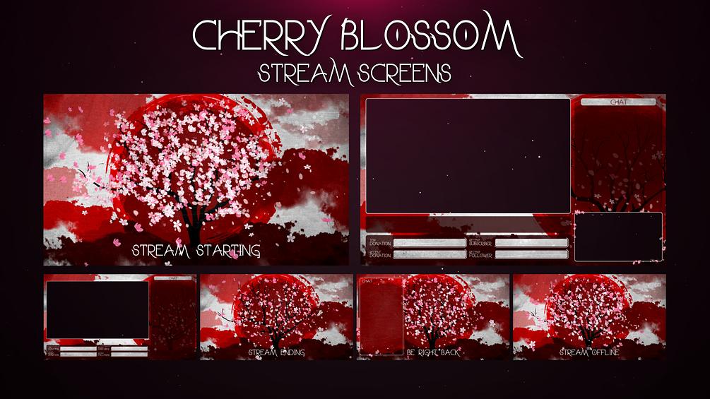Cherry Blossom Stream Screens Sakura Twitch/Facebook/OBS