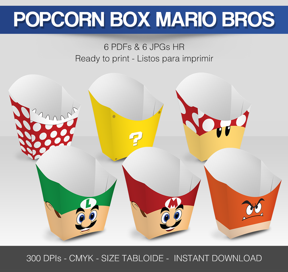 6 Popcorn Box Mario Bros