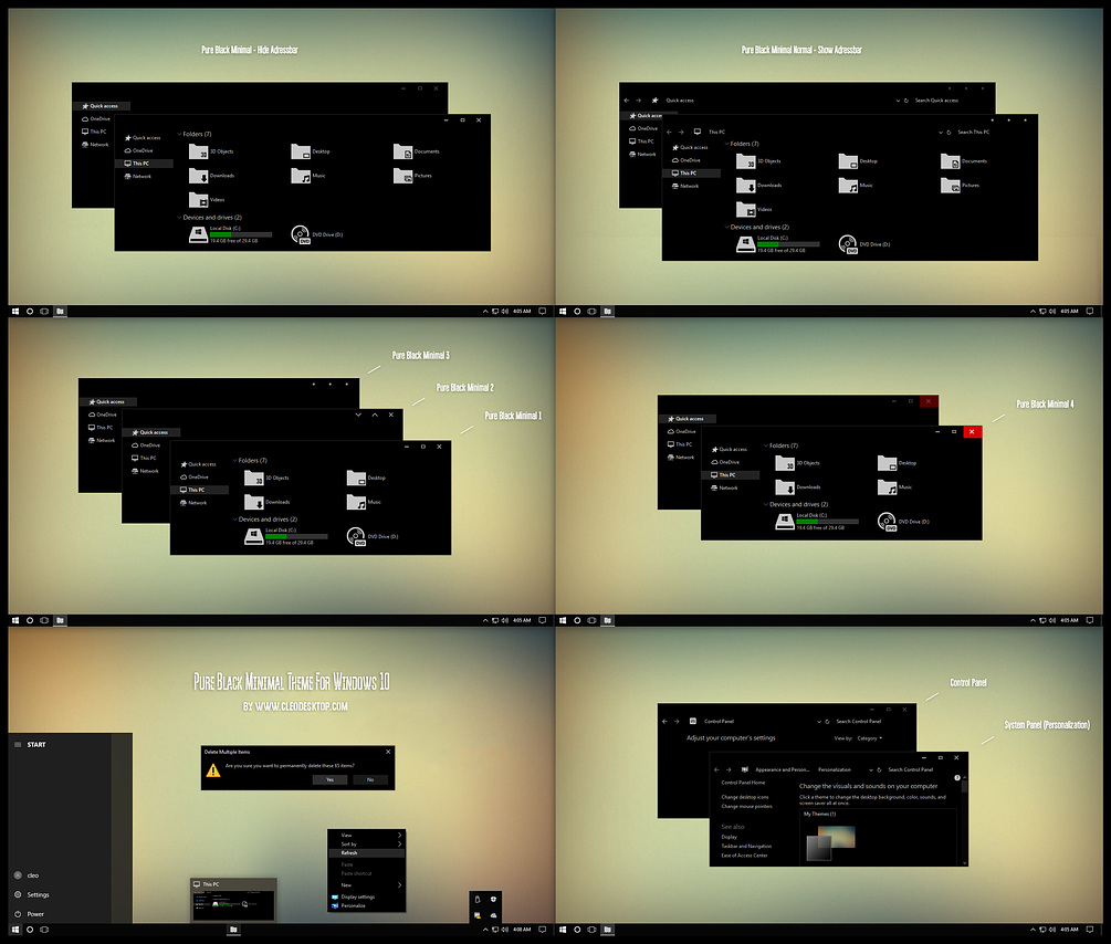 Pure Black Minimal Theme For Windows 10