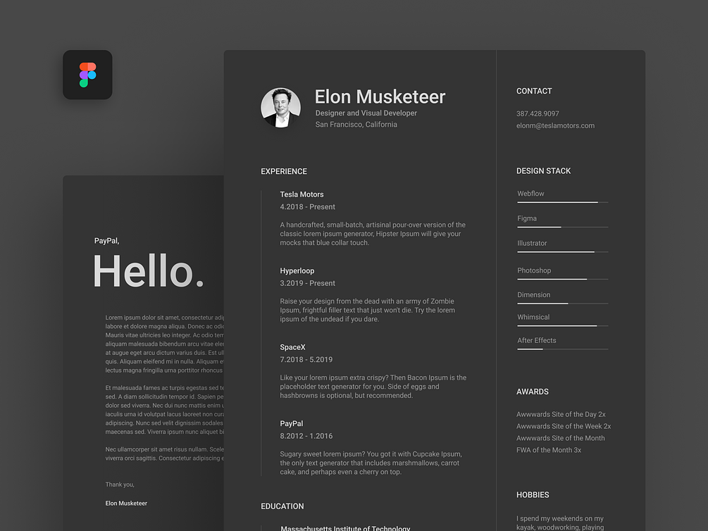 Minimal Resume & Cover Letter Template for Figma