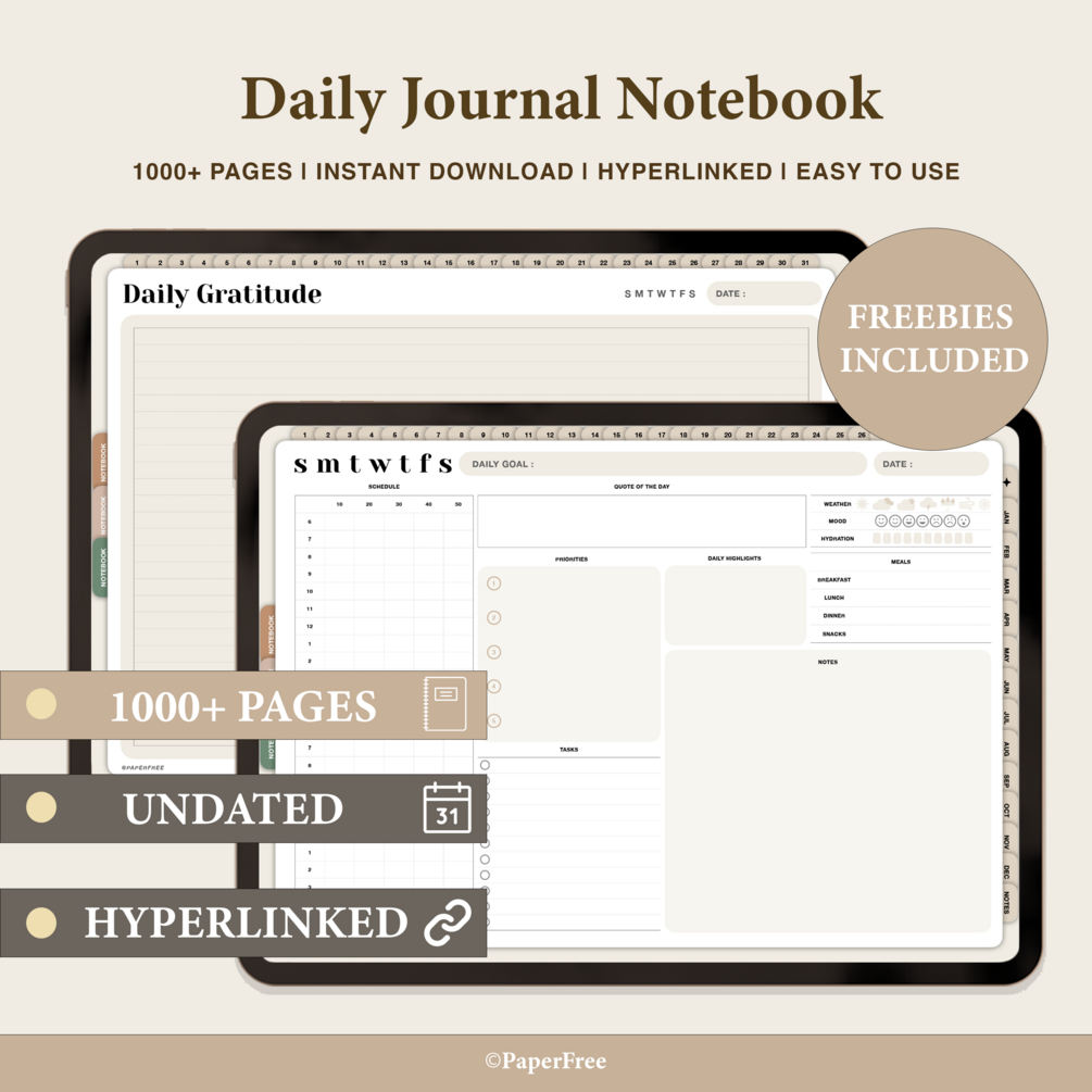 Digital Daily Journal & Notebook For GoodNotes / Notability / Printables PDF