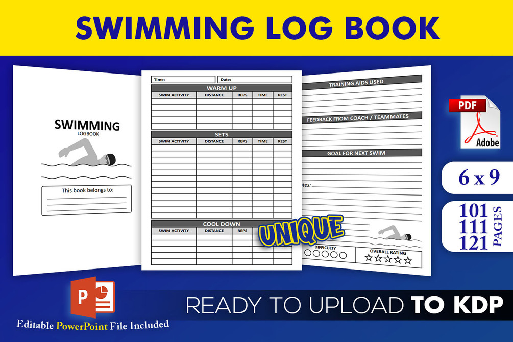 Swimming Logbook KDP Interior Template Ready to Upload