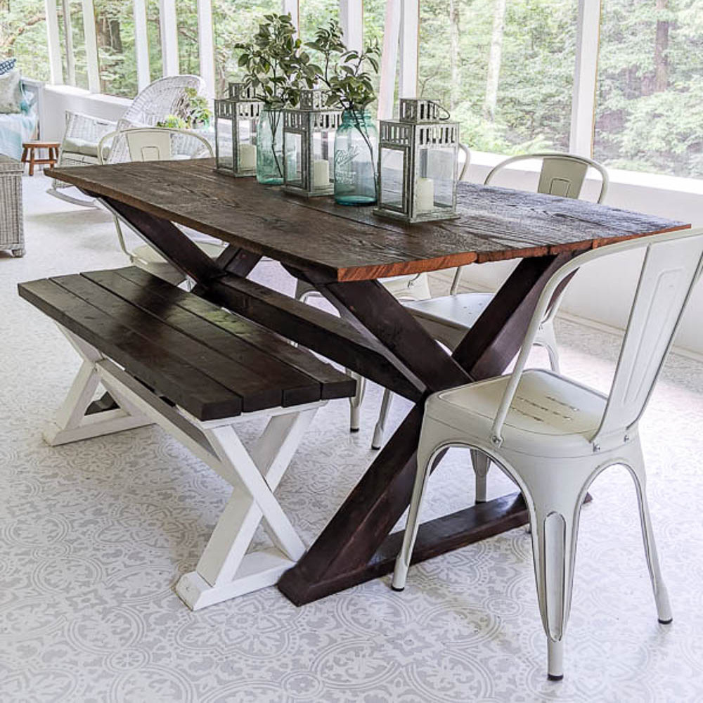 Farmhouse Table + Bench Bundle 2 Printable PDF Woodworking Plans