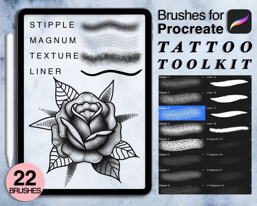 tattoo needle brushes procreate free