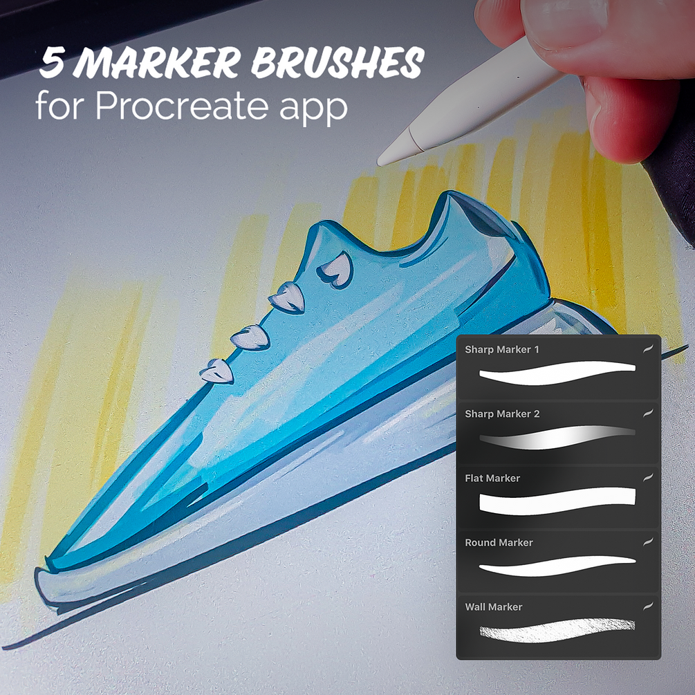 5 Marker Brushes for Procreate