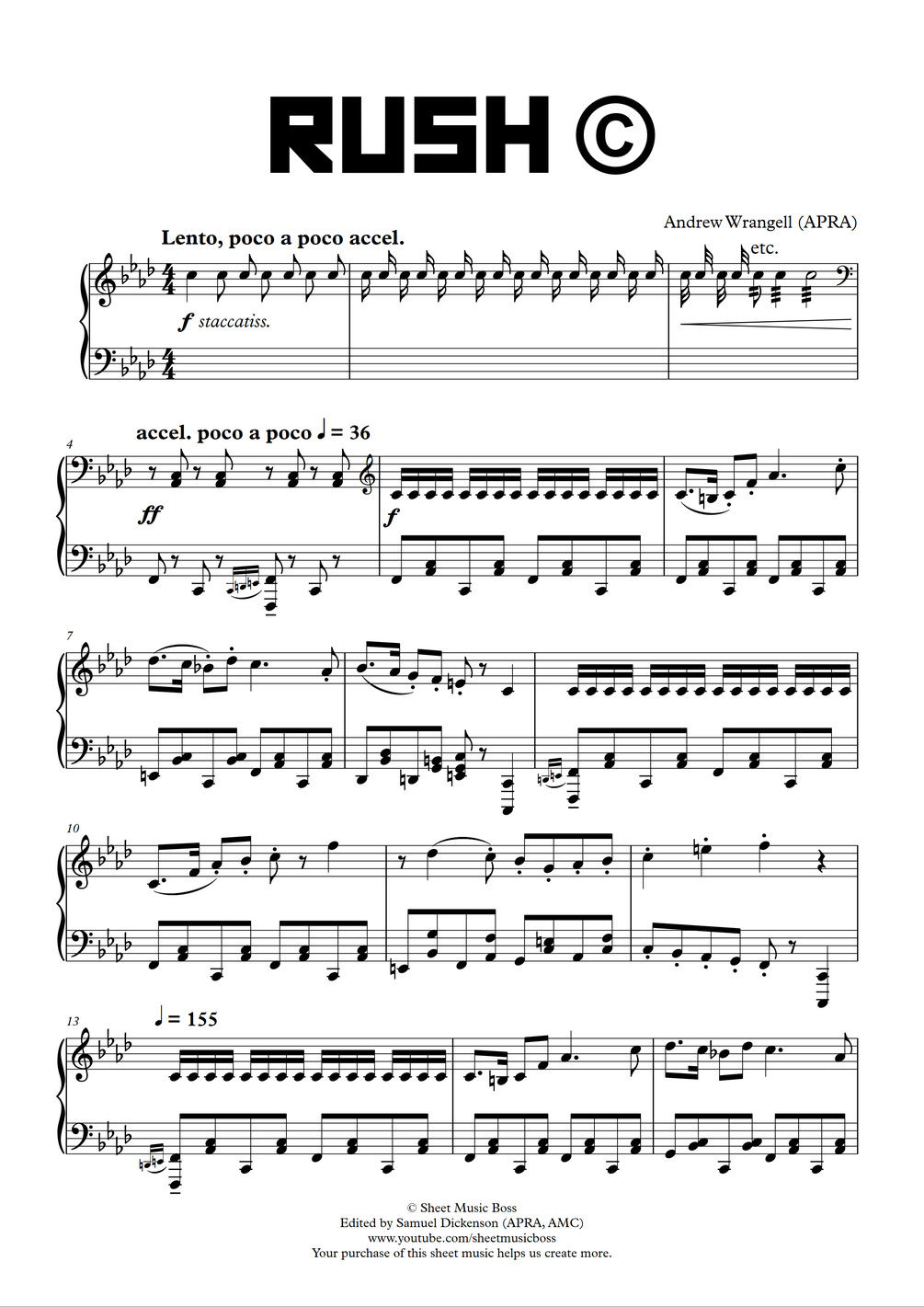 Rush C Rush C Playable Version Piano Sheet Music Pdf Midi And Mp3