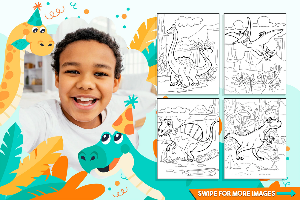 Dinosaur coloring pages coloring book for kdp 50 pages 