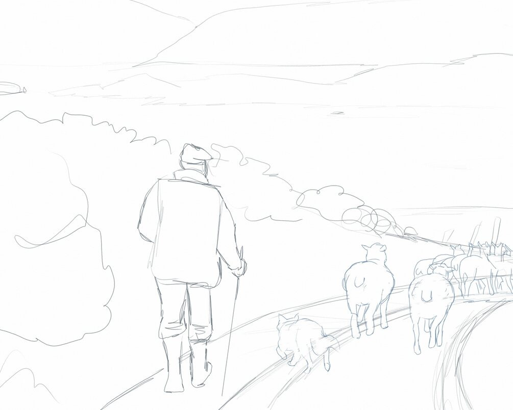 Irish Sheep Herder Sketch