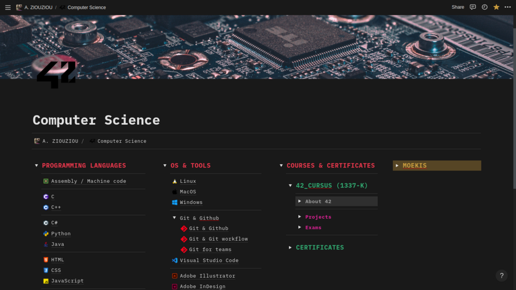 Notion Computer Science Page Template