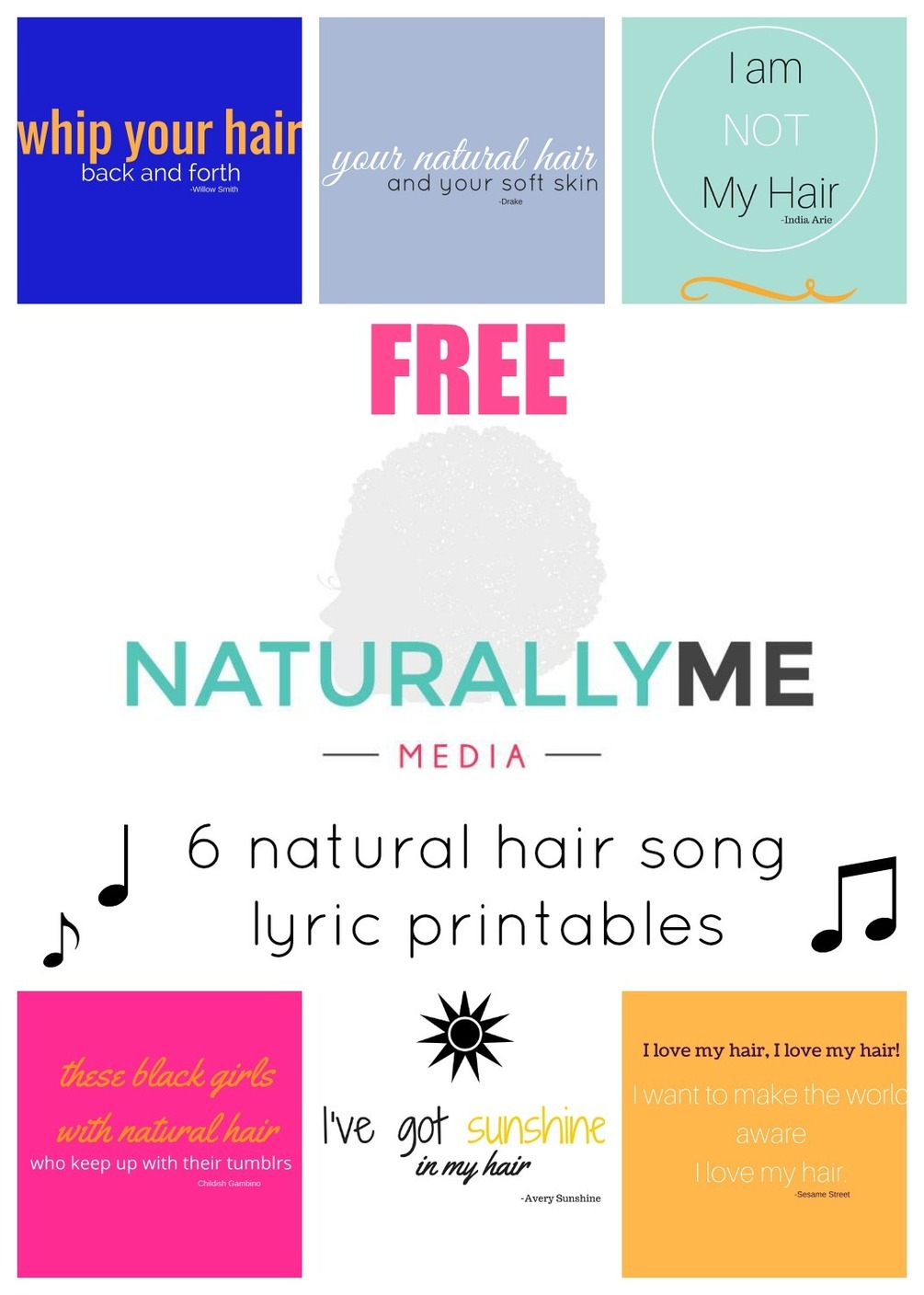 6 Free Natural Hair Song Lyric Printables