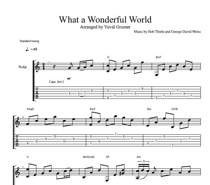 What a wonderful world fingerstyle tab 