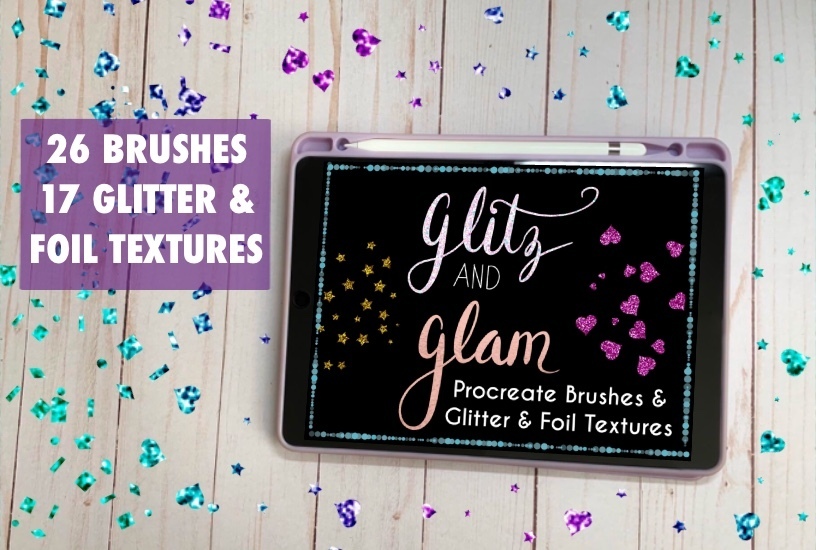 Glitz & Glam Procreate Brushes and Glitter & Foil Textures