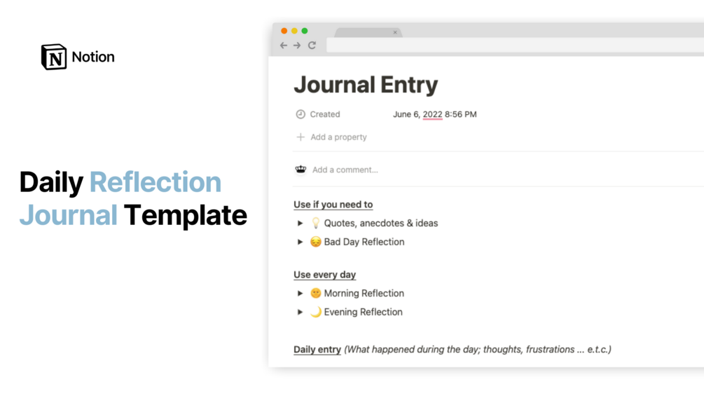 Daily Reflection Journal Template for Notion