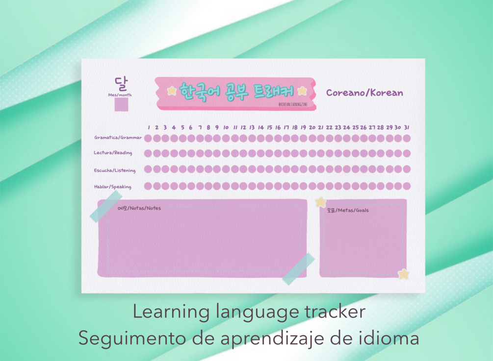 Korean language tracker/Seguimiento aprendizaje de coreano