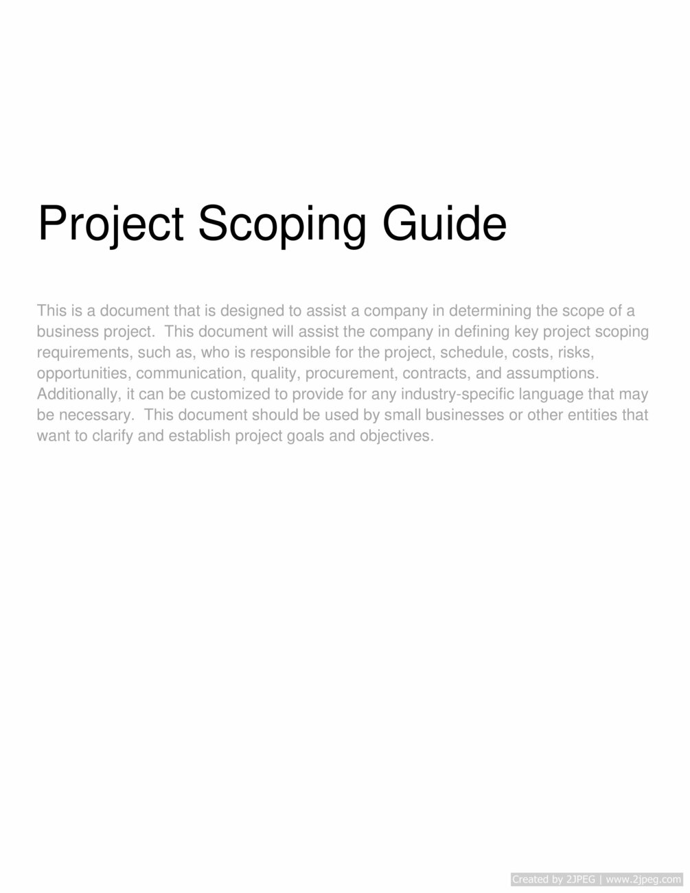 Project Scoping Guide Operations