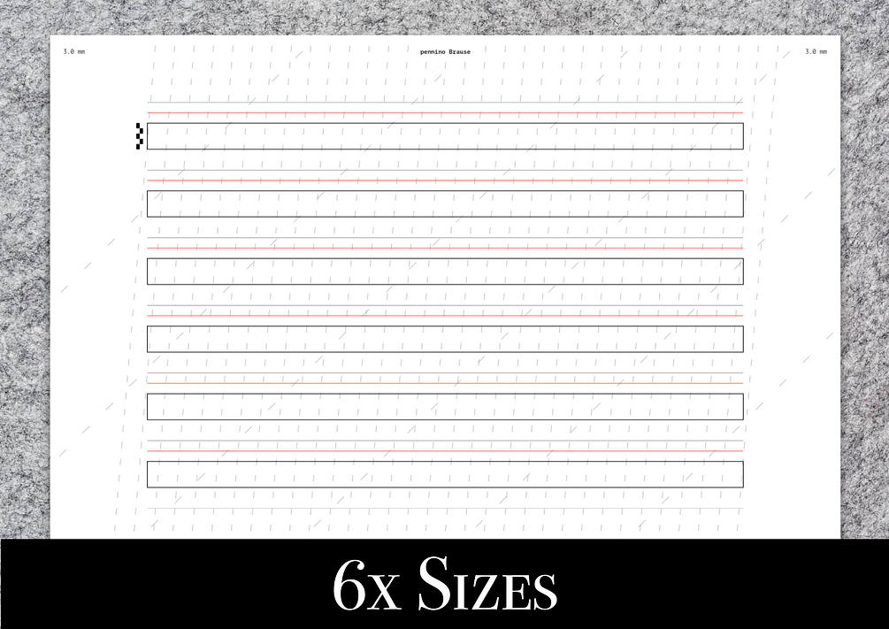 Calligraphy guidelines, set of 6 different sizes with slanted lines