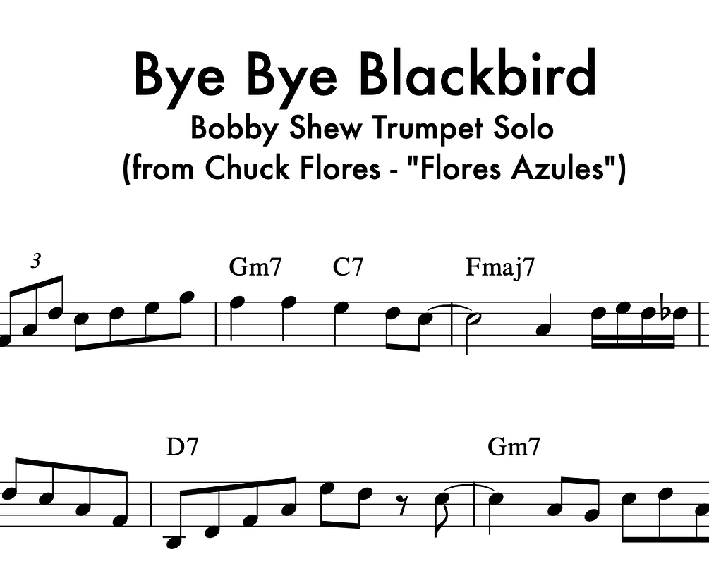 Bobby Shew "Bye Bye Blackbird" Trumpet Jazz Transcription