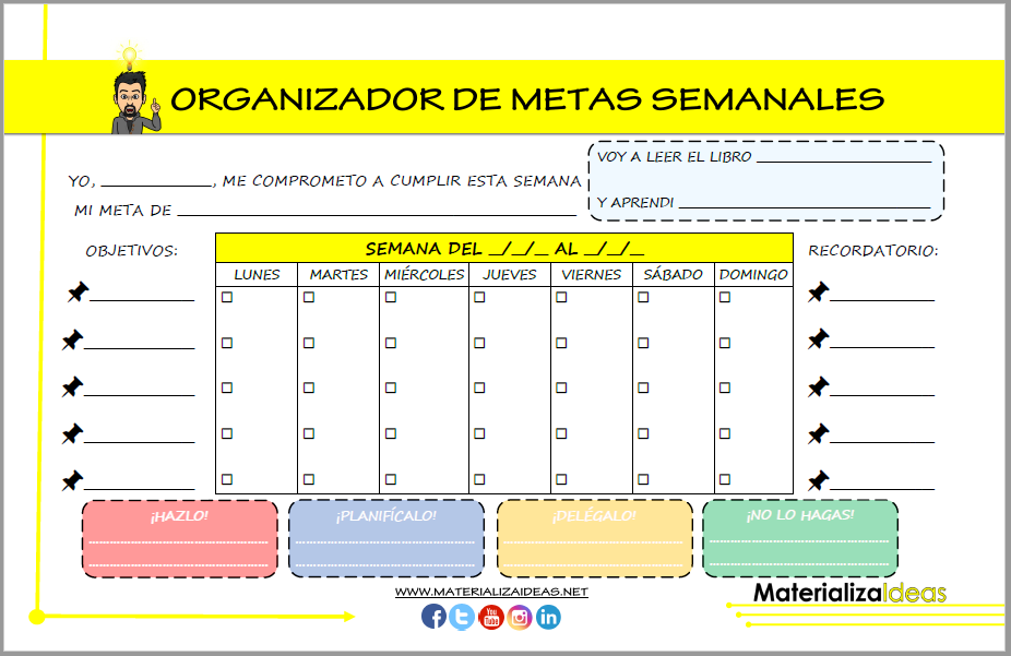 Plantilla Editable Planificador Metas Semanales 8069