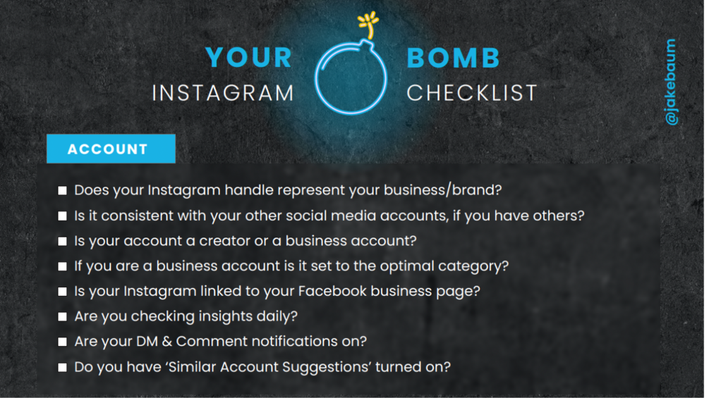 Bomb Instagram Checklist