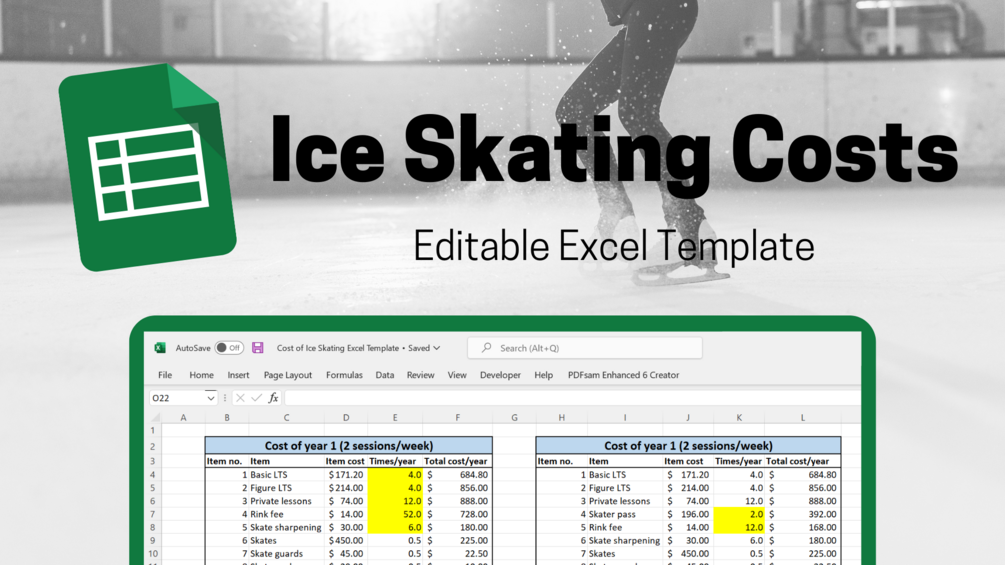 Ice Skating Costs Editable Excel Template (Free)