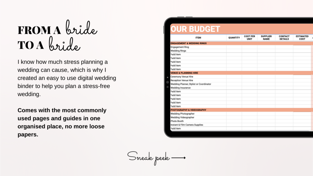 Digital Wedding Planner Guide GoodNotes Wedding Organizer Wedding Guest List Tracker