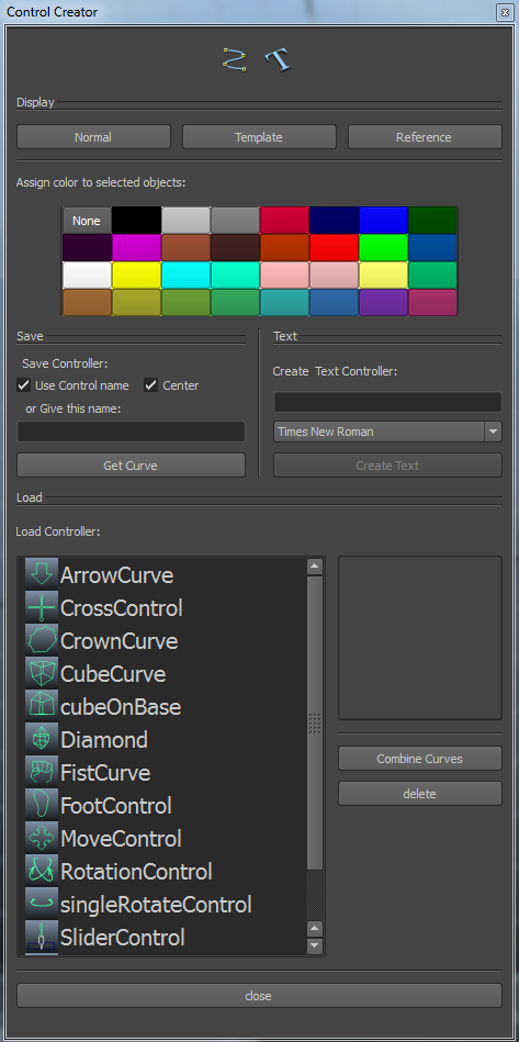 Maya control curve UI