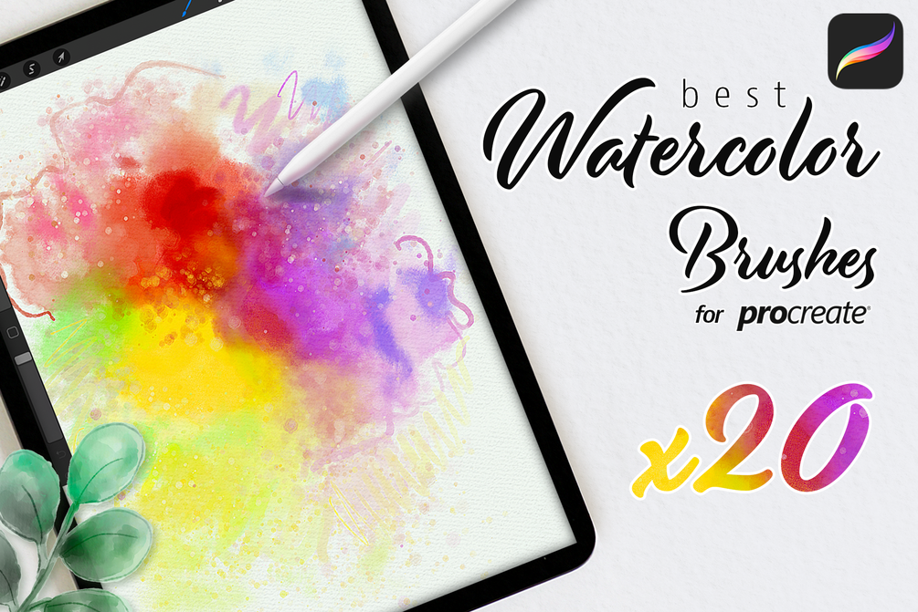 Amazing Watercolor Brushes For Procreate 20 set realistic brushes