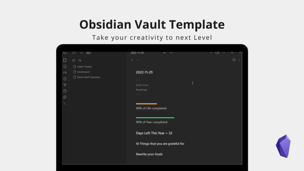 Obsidian Template (Vault) with Inbuild Project Management