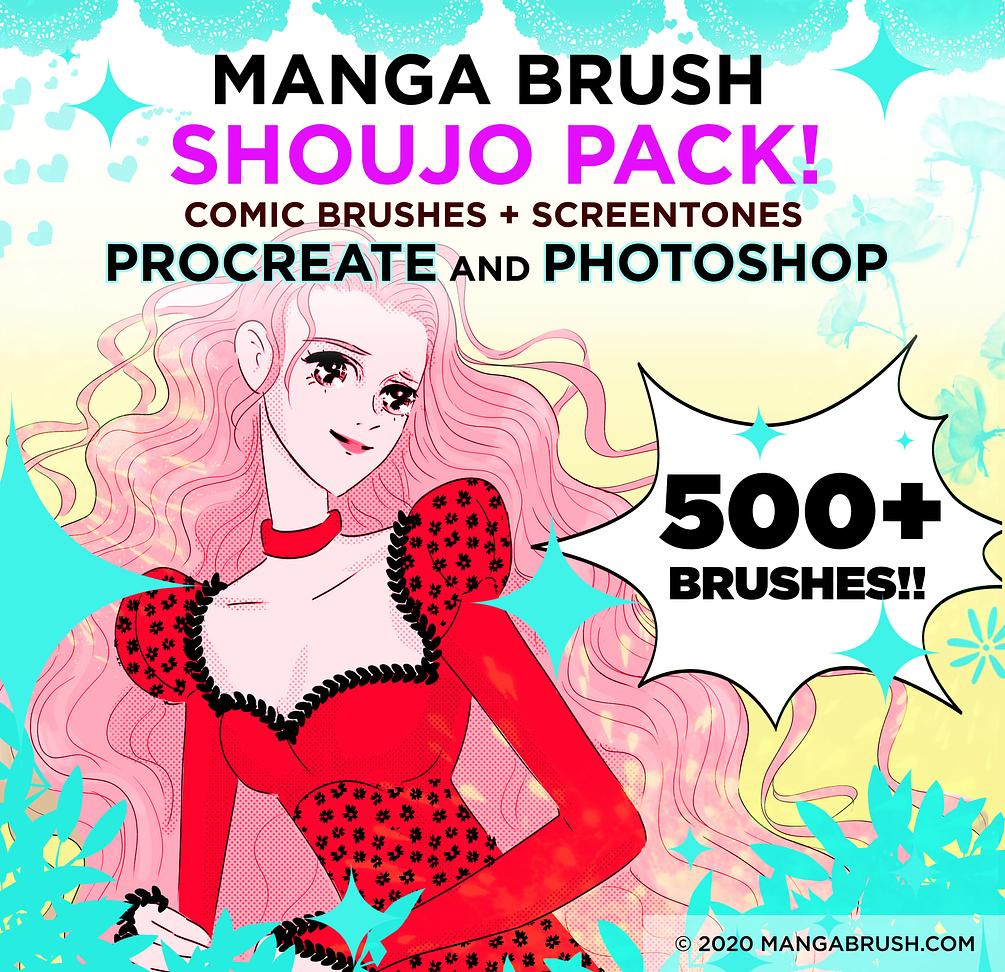 MANGA BRUSH SHOUJO PACK 2.0! Procreate + Photoshop Brushes ...