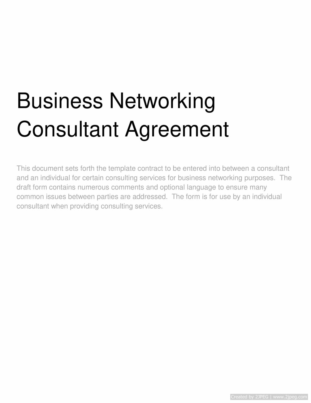 Business Networking Consultant Agreement