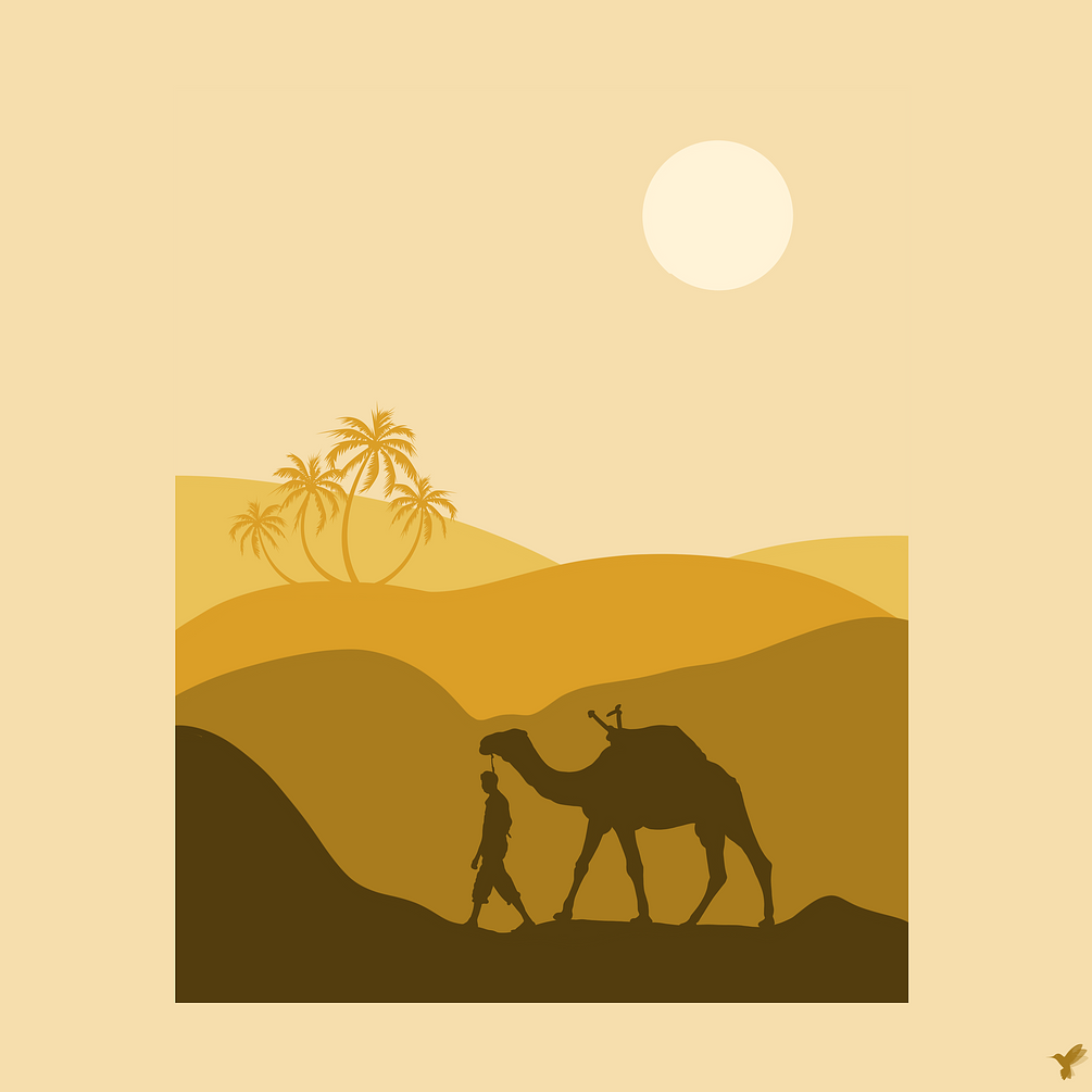 Camel in the desert digital drawing free wallpaper 