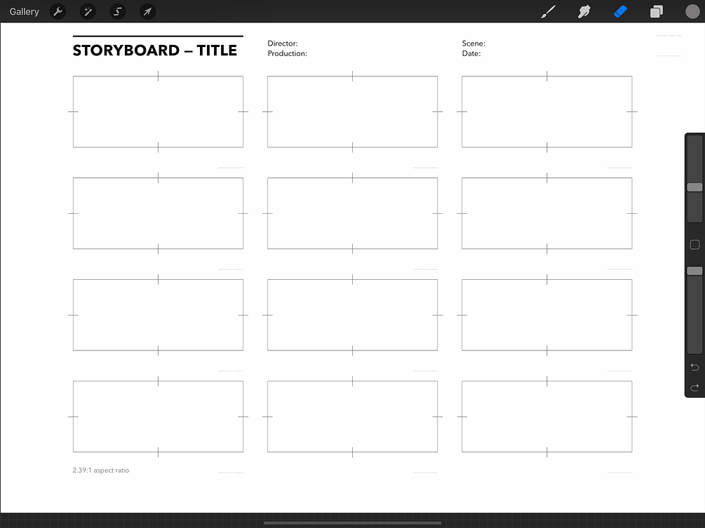 Free Procreate Storyboard Template for 2.391 aspect ratio (scope) 12