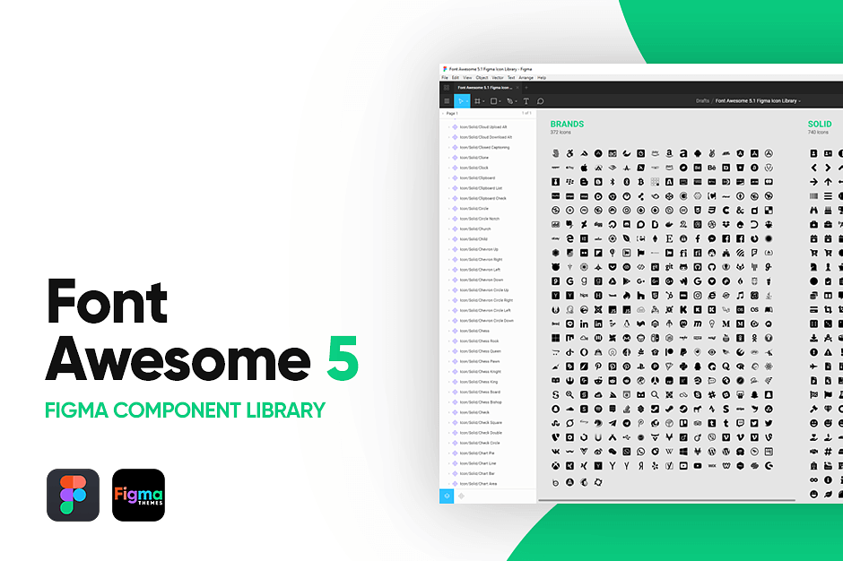 Figma Font Awesome 5 Icon Component Library