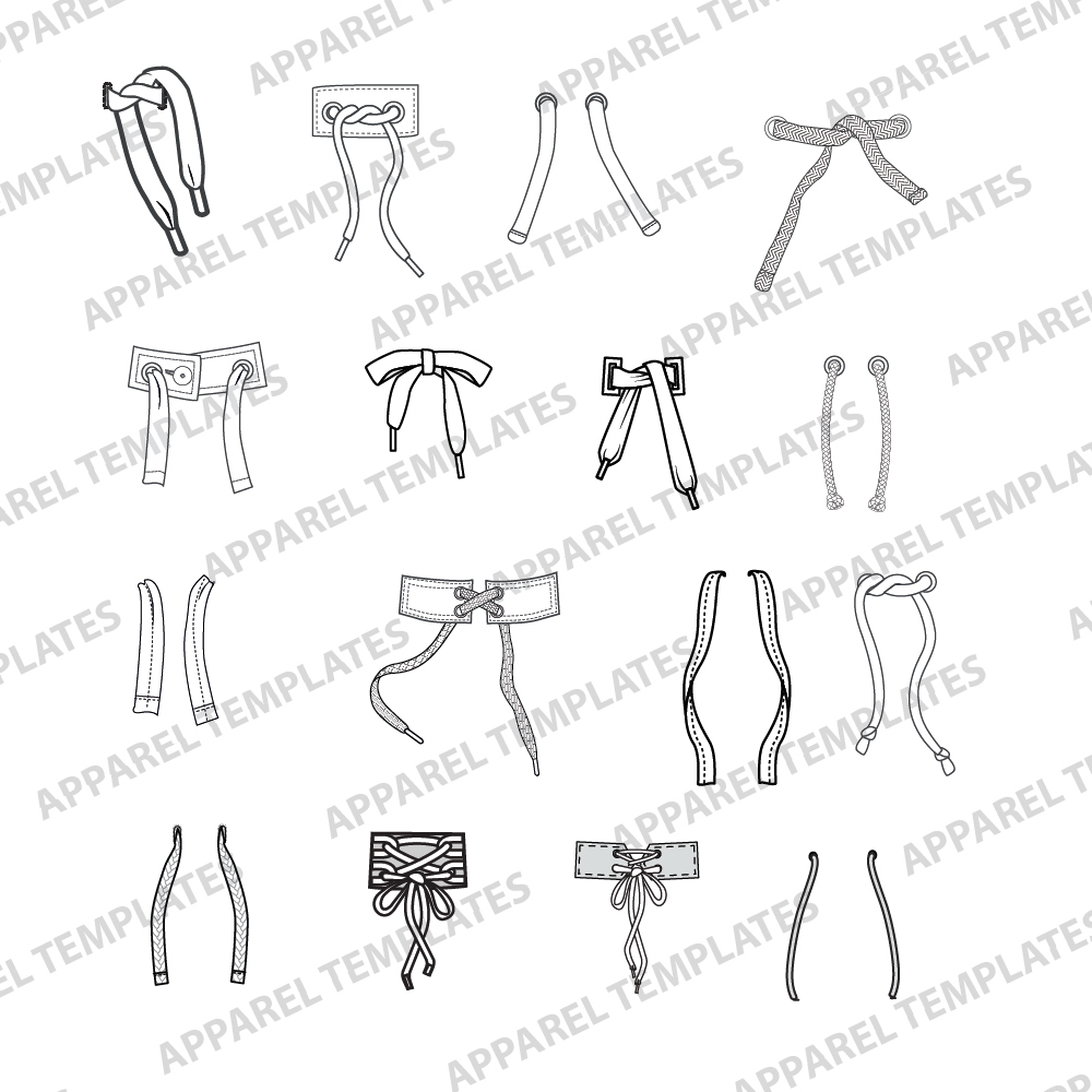 Drawstring Fashion Flat Templates