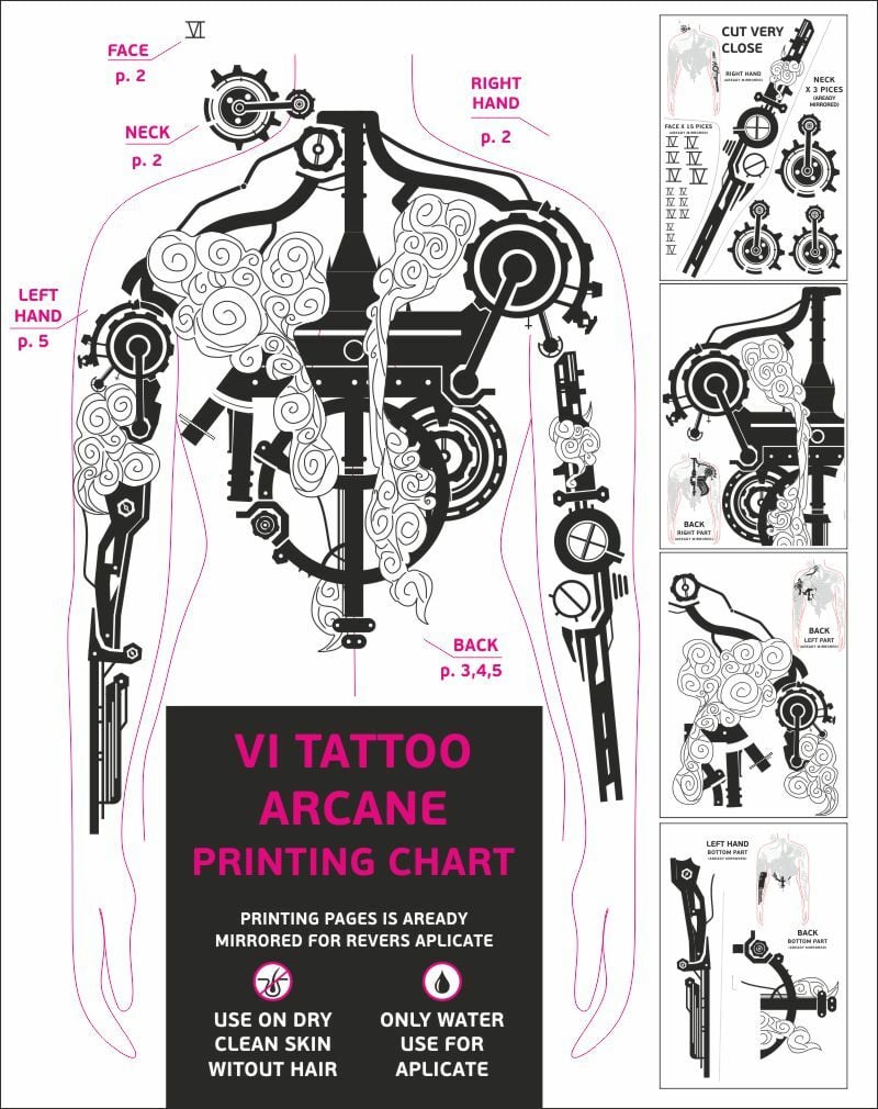 VI Arcane Tattoo Printing File for cosplay